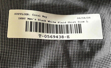 Load image into Gallery viewer, DKNY Mens Black White Check Slim Fit Long Sleeve Collared Dress Shirt Size L
