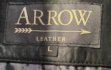 Load image into Gallery viewer, Arrow Mens Black Leather Long Sleeve Zipped Pockets Collared Jacket Size L
