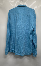 Load image into Gallery viewer, Calvin Klein Mens Blue Linen Classic Fit Long Sleeve Button-Up Shirt Size L
