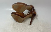 Load image into Gallery viewer, Michael Kors Womens Tan Leather Open Toe High Stiletto Platform Heels Size 7.5M
