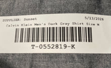 Load image into Gallery viewer, Calvin Klein Mens Dark Gray Slim Fit Long Sleeve Button-Up Shirt Size Medium
