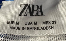Load image into Gallery viewer, Zara Mens Blue Striped Elastic Waist Swim Shorts Size Medium

