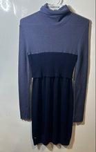 Load image into Gallery viewer, Lacoste Womens Blue Gray Colorblock Knitted Turtleneck Sweater Dress Size 42

