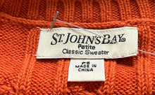 Load image into Gallery viewer, St. John's Bay Womens Orange Cable-Knit Crew Neck Classic Pullover Sweater Sz PS
