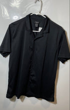 Load image into Gallery viewer, Forever 21 Mens Black Textured Short Sleeve Collared Button-Up Shirt Size Medium
