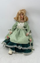 Load image into Gallery viewer, Antique Ceramic Decor Blonde Curly Hair Green Dress Floral Lace Fashion Doll
