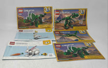 Load image into Gallery viewer, 6 Piece Lego 31058 Mighty Dinosaurs 3 In 1 Creator Manuals Complete Set
