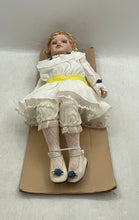 Load image into Gallery viewer, Blonde Curly Hair White Dress Blue Flower 21 Inch Collection Fashion Doll
