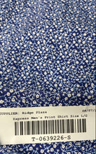 Load image into Gallery viewer, Express Mens Blue Printed Long Sleeve Collared Dress Shirt Size Large
