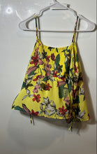 Load image into Gallery viewer, Guess Womens Yellow Floral Print Cold Shoulder Sleeve Ruched Blouse Top Size M
