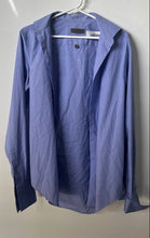 Load image into Gallery viewer, Calvin Klein Mens Blue Printed Slim Fit Non-Iron Dress Shirt Size 15 34/35
