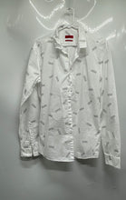 Load image into Gallery viewer, Hugo Boss Mens White Printed Collared Long Sleeve Button-Up Shirt Size L
