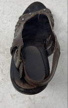 Load image into Gallery viewer, Unbranded Womens Brown Leather Cut-Out Studded Slingback Sandals Size 7
