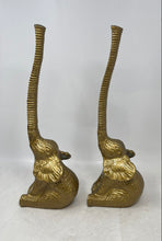 Load image into Gallery viewer, Set Of 2 Pcs Gold-Tone Solid Brass Decorative Elephant Trunk Up Figurines

