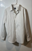 Load image into Gallery viewer, Express Mens Gray White Printed Long Sleeve Collared Button-Up Shirt Size Large
