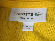 Load image into Gallery viewer, Lacoste Mens Yellow Cotton Classic Fit Short Sleeve Golf Polo Shirt Size S

