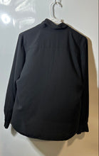 Load image into Gallery viewer, Calvin Klein Womens Black Long Sleeve Collared Ruffle Button-Up Shirt Size Large
