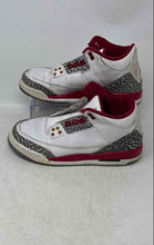Load image into Gallery viewer, Nike Kids Air Jordan 3 Retro White Gray Red Sneaker Shoes Size 6Y No Laces
