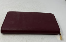 Load image into Gallery viewer, Michael Kors Womens Red Textured Leather Credit Card Slots Zip-Around Wallet
