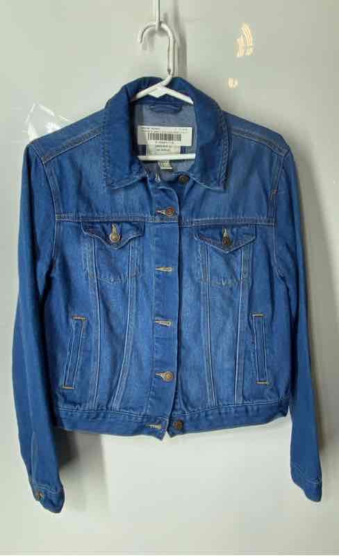 Forever 21 Womens Blue Long Sleeve Collared Pockets Denim Jacket Size Small