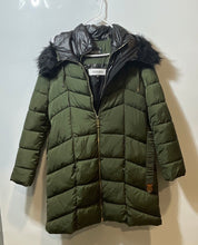 Load image into Gallery viewer, Guess Womens Green Long Sleeve Hooded Pockets Full-Zip Puffer Coat Size Large
