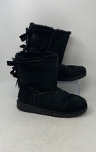 Load image into Gallery viewer, UGG Womens Bailey Bow 3280Y Black Suede Round Toe Mid-Calf Snow Boots Size 6
