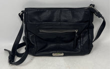 Load image into Gallery viewer, Rosetti Womens Black Leather Outer Pocket Adjustable Strap Crossbody Handbag
