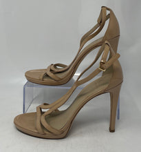 Load image into Gallery viewer, Authentic Tory Burch Womens Beige Patent Leather Strappy Heels Size 8M Stained
