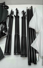 Load image into Gallery viewer, Lot Of Assorted Light Stand Umbrella Clamp Backdrop Photography Set In Black Bag
