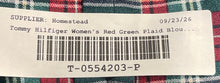 Load image into Gallery viewer, Tommy Hilfiger Womens Red Green Plaid Flutter Sleeve Tie Neck Blouse Top Size L
