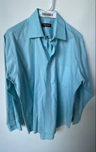 Load image into Gallery viewer, Pierre Cardin Mens Blue Long Sleeve Collared Slim Fit Dress Shirt Size Medium
