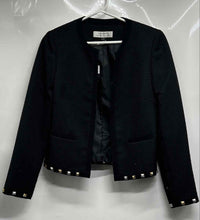 Load image into Gallery viewer, Tahari Womens Black Long Sleeve Pockets Open Front Blazer Jacket Size 4
