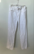 Load image into Gallery viewer, Zara Womens White Patchwork Light Wash Stretch Straight Leg Pants Size 8
