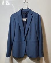 Load image into Gallery viewer, Ann Taylor Womens Blue Long Sleeve Pockets Notch Lapel One-Button Blazer Size 0
