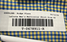 Load image into Gallery viewer, Lacoste Mens Multicolor Check Print Cotton Short Sleeve Dress Shirt Size 42
