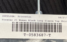 Load image into Gallery viewer, Forever 21 Womens Black Ribbed Long Sleeve Cropped Blouse Top Size Small
