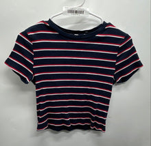 Load image into Gallery viewer, Divided By H&amp;M Womens Multicolor Striped Knitted Cropped Top Size Large
