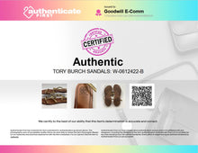 Load image into Gallery viewer, Authentic Tory Burch Womens Lowell Gold Brown Ankle Strap Sandal Sz 9.5M Stained
