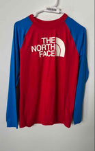 Load image into Gallery viewer, The North Face Boys Blue Red Amphibious Long Raglan Sleeve T-Shirt Size XL
