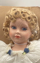 Load image into Gallery viewer, Blonde Curly Hair White Dress Blue Flower 21 Inch Collection Fashion Doll
