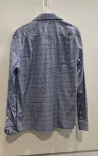 Load image into Gallery viewer, Tommy Hilfiger Mens Blue Plaid Stretch Slim Fit Dress Shirt Size M 15.5 34/35
