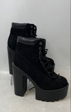 Load image into Gallery viewer, MDE Womens Black Suede Round Toe Block Heel Lace-Up Ankle Booties Size EUR 37
