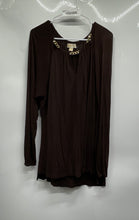 Load image into Gallery viewer, Michael Kors Womens Brown Long Sleeve Keyhole Neck Regular Fit Blouse Top Sz XL
