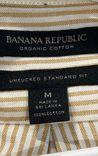 Load image into Gallery viewer, Banana Republic Mens Light Brown Striped Standard Fit Button-Up Shirt Size M
