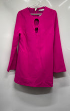 Load image into Gallery viewer, Zara Womens Pink Long Sleeve Back Zip Mini Keyhole Shift Dress Size Large
