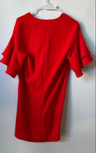 Load image into Gallery viewer, Zara Womens Red Ruffled Short Sleeve V-Neck Pullover Shift Dress Size XS
