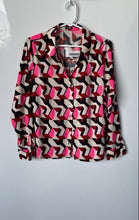 Load image into Gallery viewer, Express Womens Relaxed Portofino Multicolor Geometric Button-Up Shirt Size Small
