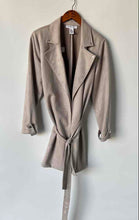 Load image into Gallery viewer, Carole Wren Womens Beige Long Sleeve Collared Tie Waist Trench Coat Size PXL
