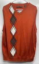 Load image into Gallery viewer, Perry Ellis Mens Brown Diamond Print Sleeveless Knitted Sweater Vest Size L
