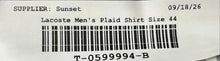 Load image into Gallery viewer, Lacoste Mens Gray Plaid Long Sleeve Collared Slim Fit Button-Up Shirt Size 44

